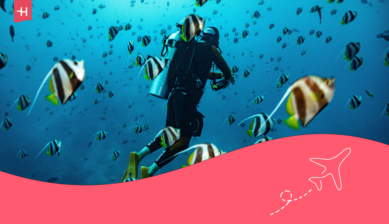 portada: persona practicando buceo en Mendoza