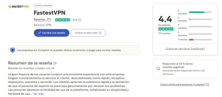 fastest vpn opiniones de usuarios en trustpilot