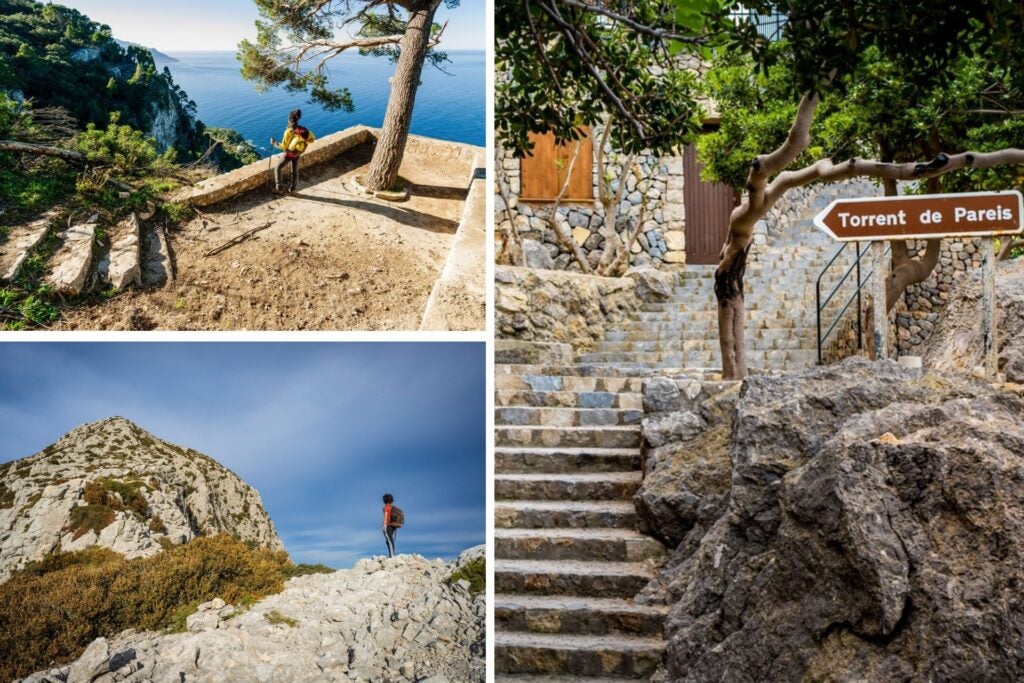 Ruta Torrent de Pareis en Serra Tramuntana con senderistas
