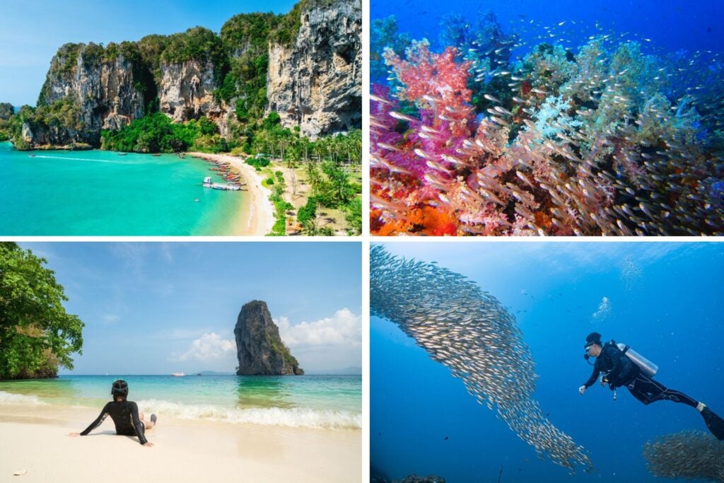 Playas de Krabi y buceadores