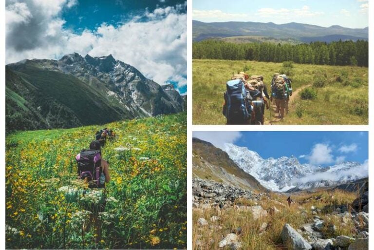 imágenes de personas realizando trekking en Georgia.