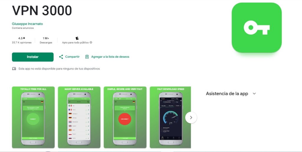 vpn 3000 opiniones google play