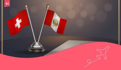 En la imagen, las banderas de Suiza y Perú.