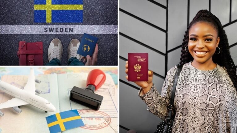 Pasaporte peruano y otros documentos para viajar a Suecia.
