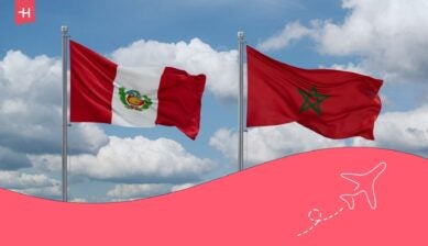 Banderas de Perú y Marruecos. Requisitos de viaje.