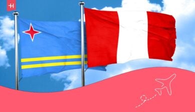 Banderas de Aruba y Perú. Requisitos de viaje.