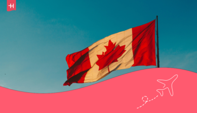 Bandera de Canadá sobre contenido de requisitos de viajar a Canadá desde Uruguay