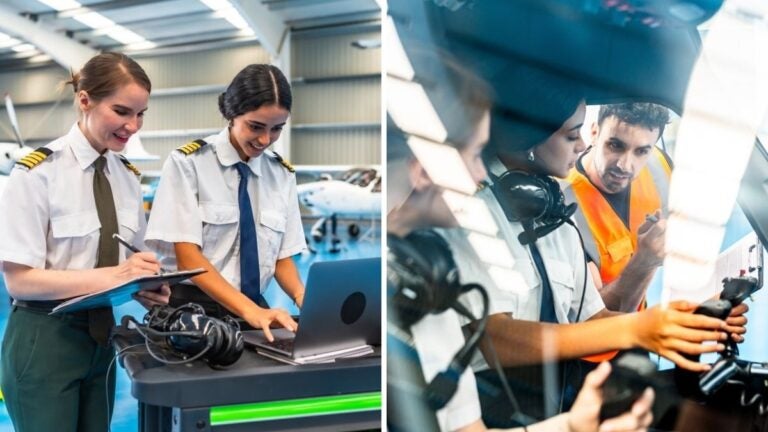 Pilotos de avión en proceso de formación.