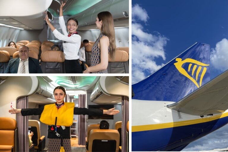 Azafatas de vuelo trabajando