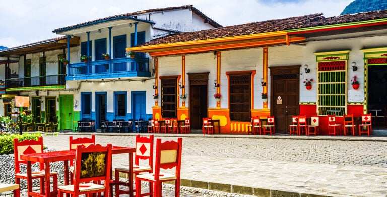 Arquitectura colonial en el pueblo de Jardín, Antioquia, cerca de Medellín