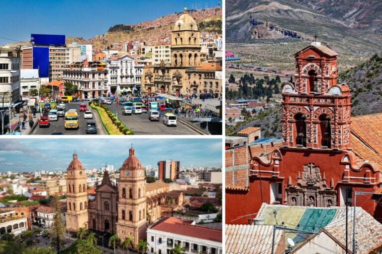 Iglesias y ciudades de Bolivia, como La Paz.