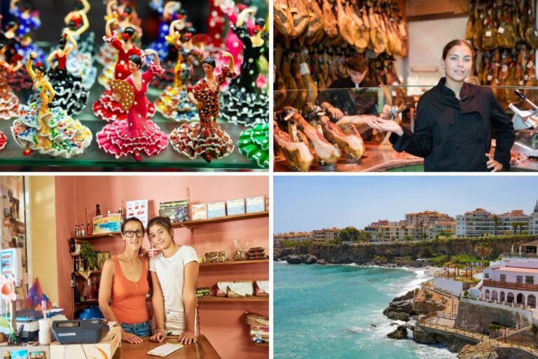 Tiendas españolas de jamón serrano y de souvenirs.