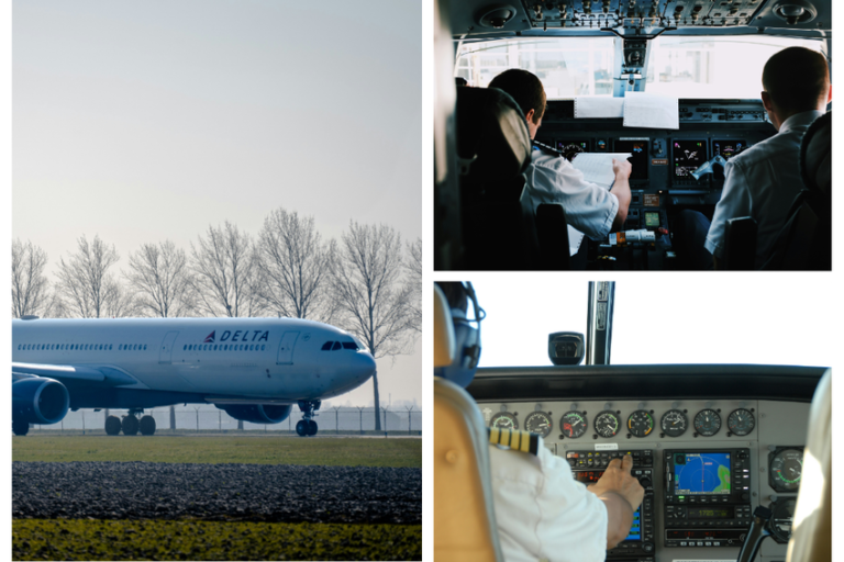 Imágenes representativas del trabajo de pilotos en Delta Air Lines. 