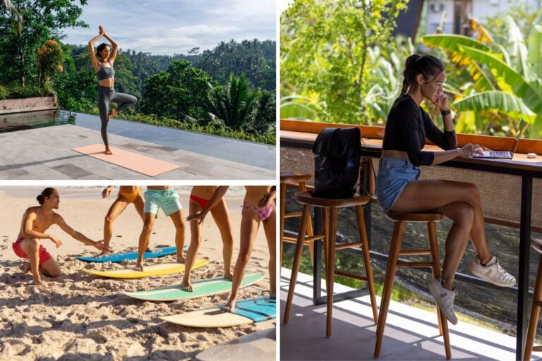 Monitora de yoga, profesor de surf y nómada digital en Indonesia