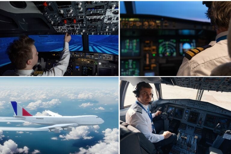 Piloto de avion en cabina