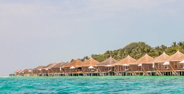 Vista de la isla Kuramathi en Maldivas