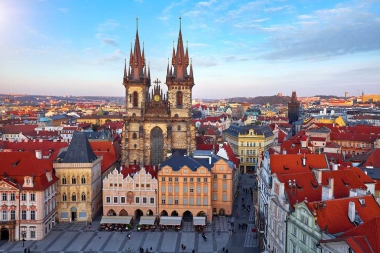 Vista aerea de la ciudad vieja de Praga
