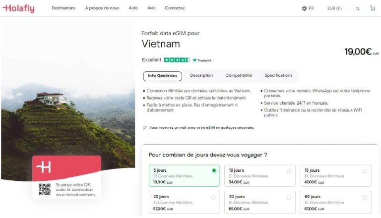carte sim vietnam prépayée internet holafly
