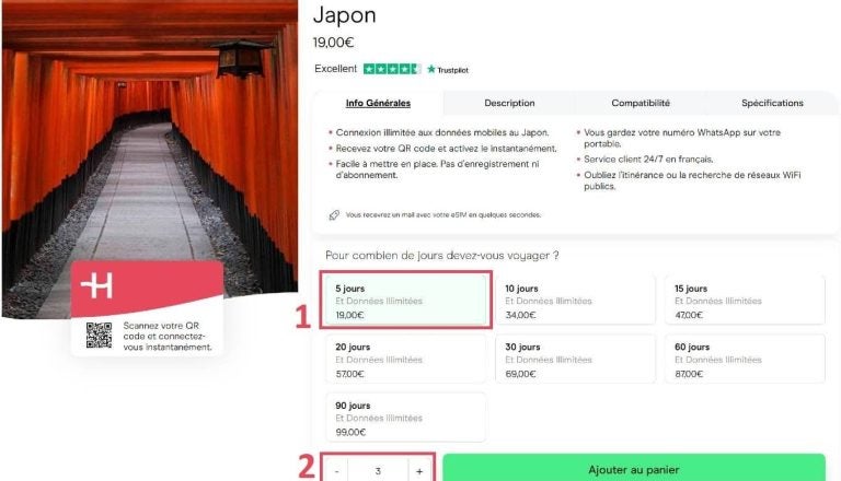 eSIM pour avoir Internet etranger