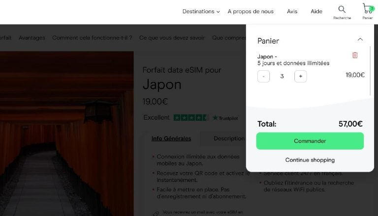 eSIM pour avoir Internet etranger