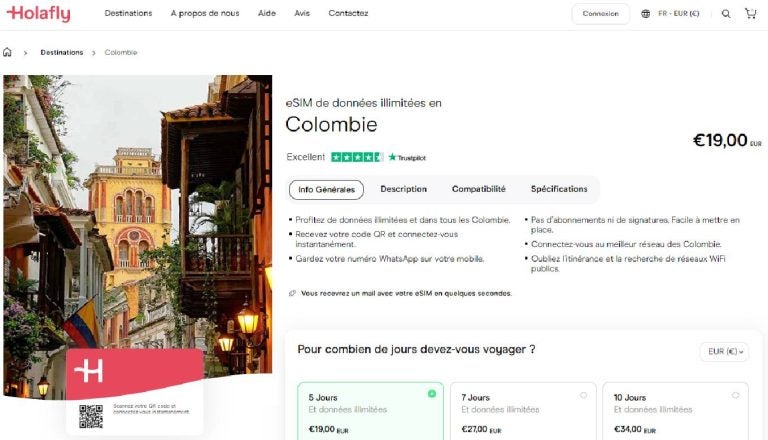 internet Colombie prepayee holafly