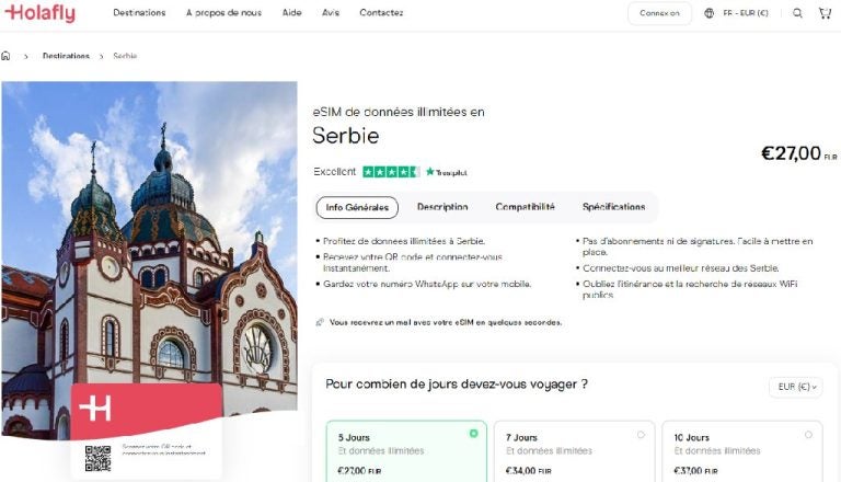 carte sim prepayee serbie holafly