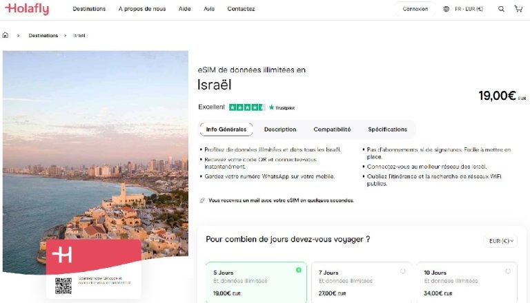 top 4 meilleures esim israel holafly boutique en ligne