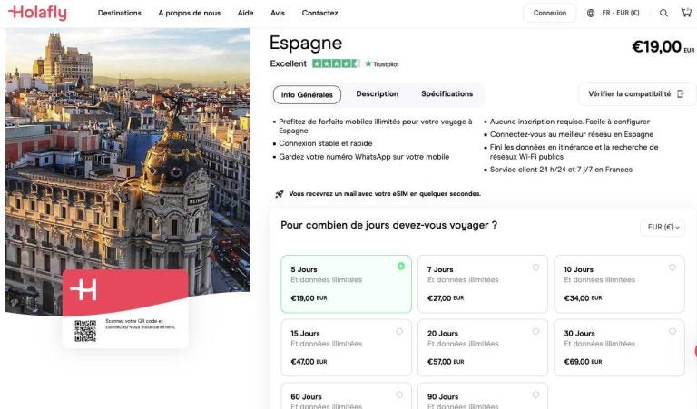 meilleurs esim espagne holafly