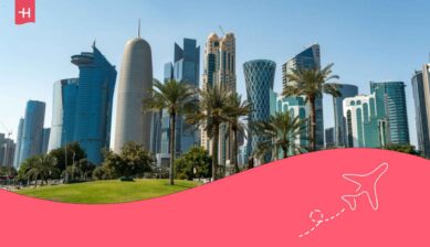 Vue des gratte ciel de Doha au Qatar