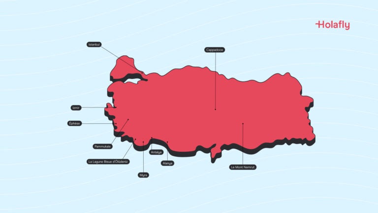 Carte des 10 lieux incontournables à visiter en Turquie