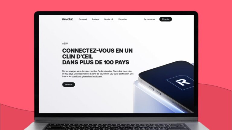 Page eSIM sur le site Revolut