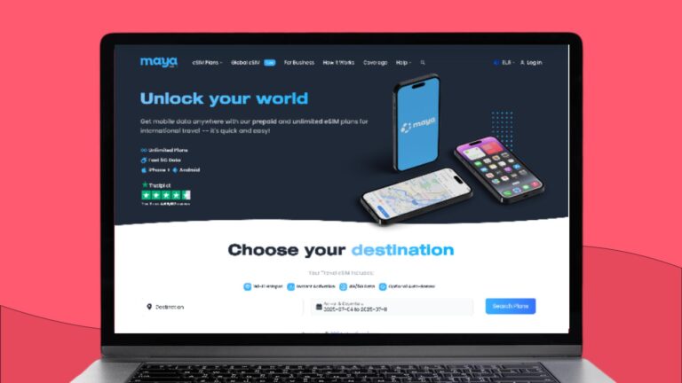Page accueil site internet Maya fournisseur esim