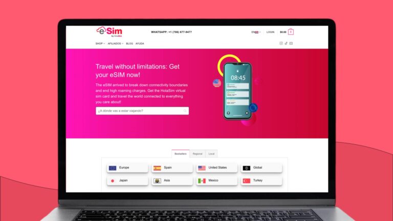 Page d'accueil du site du fournisseur d'eSIM HolaSIM