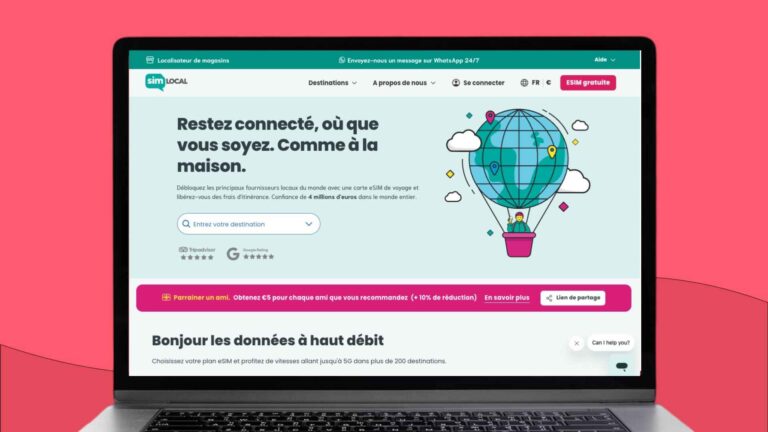 Page d'accueil du site du fournisseur d'eSIM : SIM Local