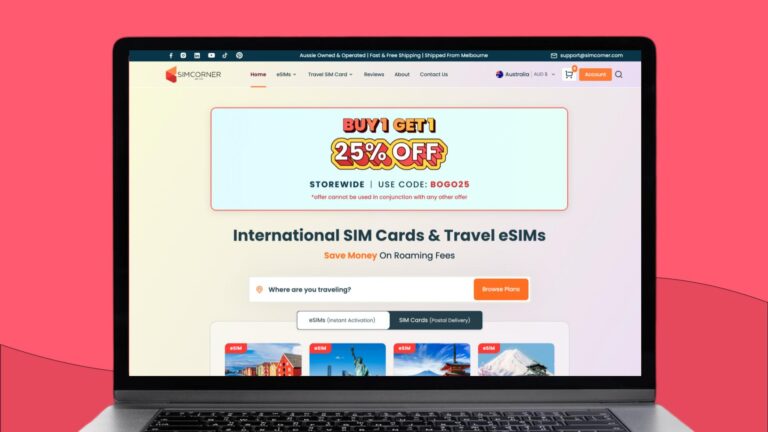 Écran accueil site web de SimCorner