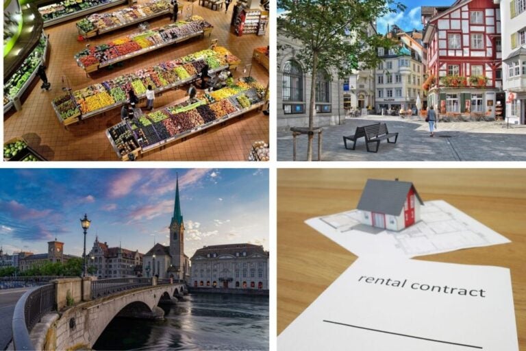 Ville de Zurich, contrat de location, supermarché en Suisse.