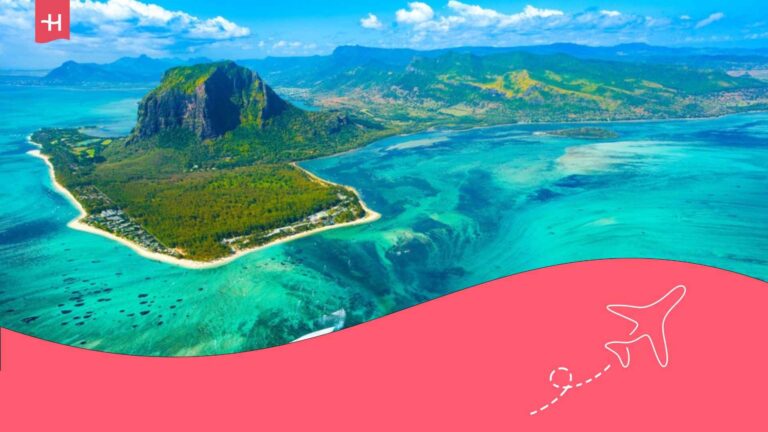 Vue aérienne du Morne Bradant sur l'île Maurice en décembre