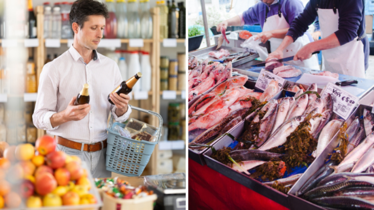 Personnes qui vont faire leurs courses à Malte.