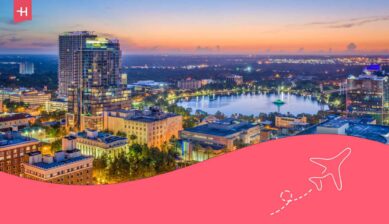 Vue aérienne de nuit de la ville d'Orlando en Floride