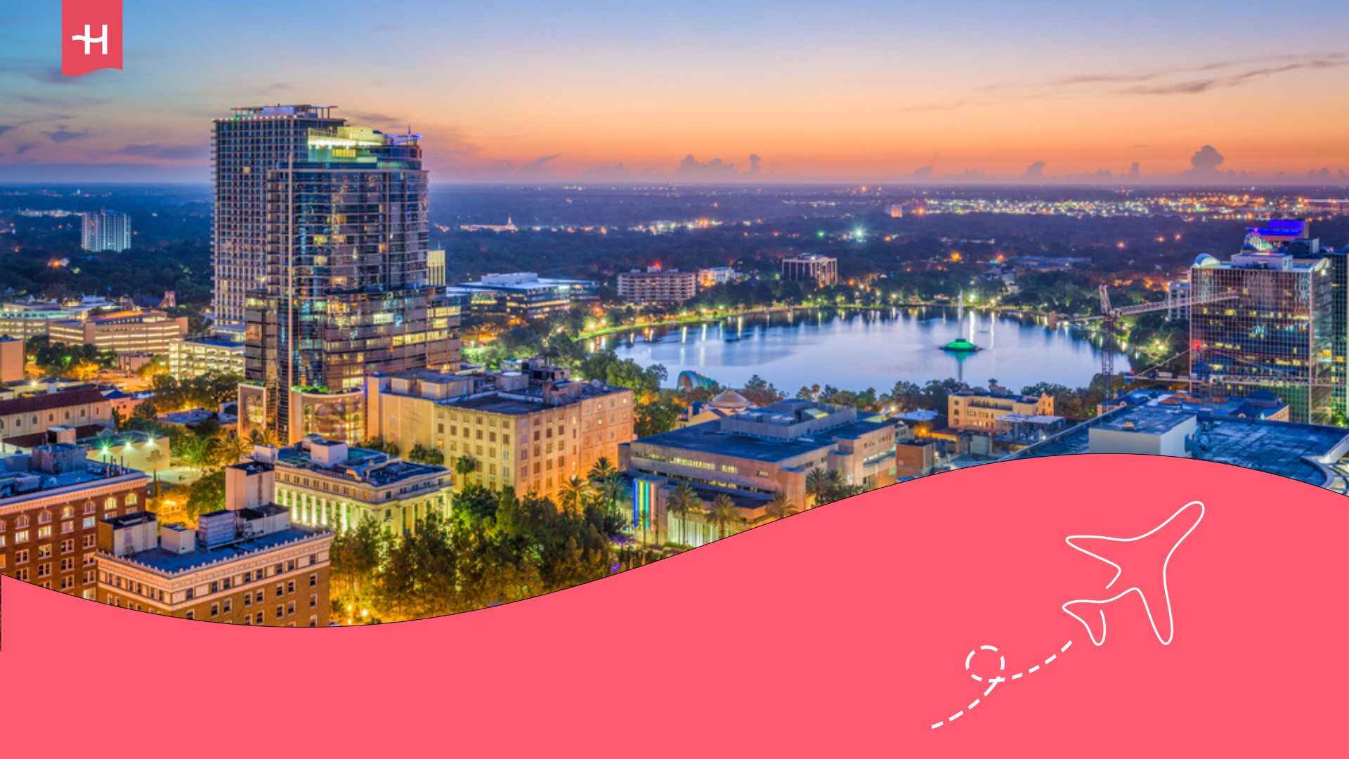 Vue aérienne de nuit de la ville d'Orlando en Floride