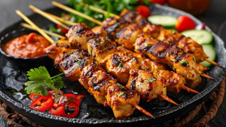 Brochettes de poulet Satay : un délice fumé à la sauce aux arachides