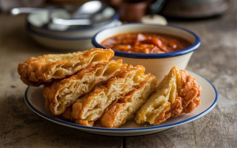 Tranches de pain bannique frit servies dans une assiette, un aliment traditionnel de la cuisine canadienne