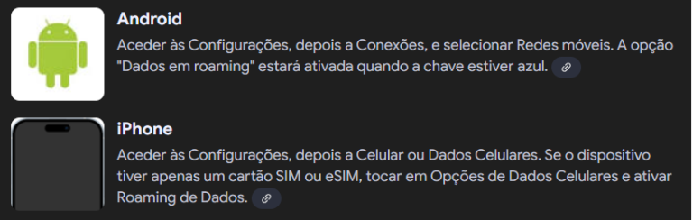 ativação do roaming WTF