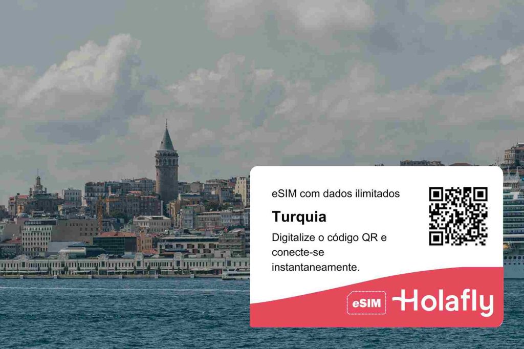 Uma imagem de Istambul com um QR code de compra.