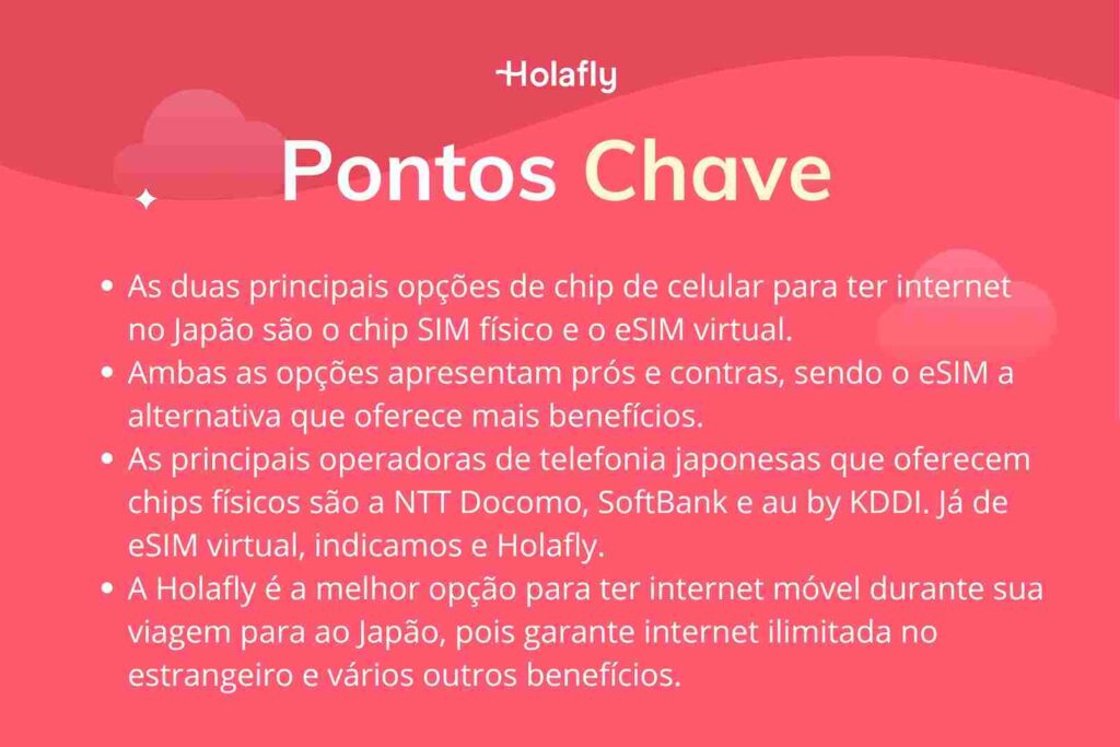 Resumo dos pontos chave sobre o chip internacional para o Japão