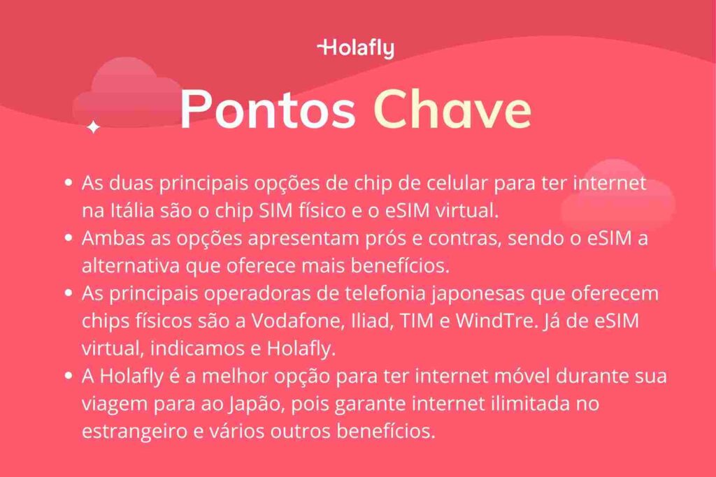 Resumo dos pontos-chave sobre o chip internacional para a Itália