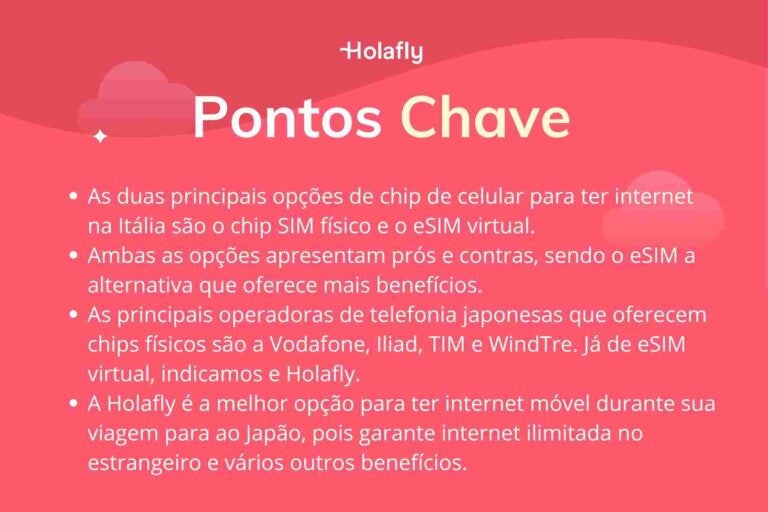 Resumo dos pontos-chave sobre o chip internacional para a Itália