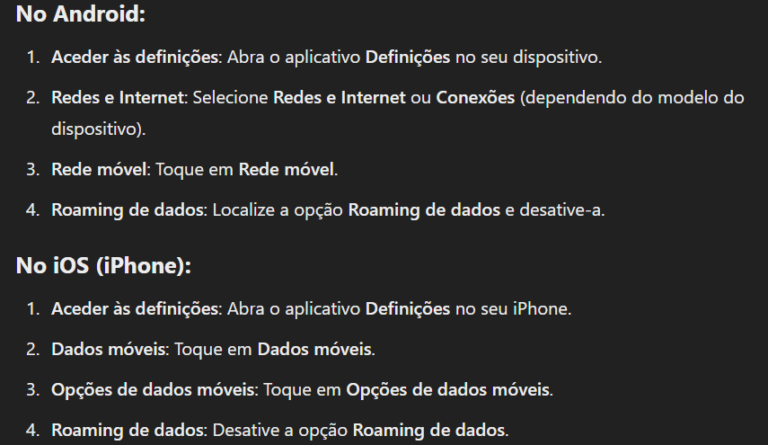 desativação roaming