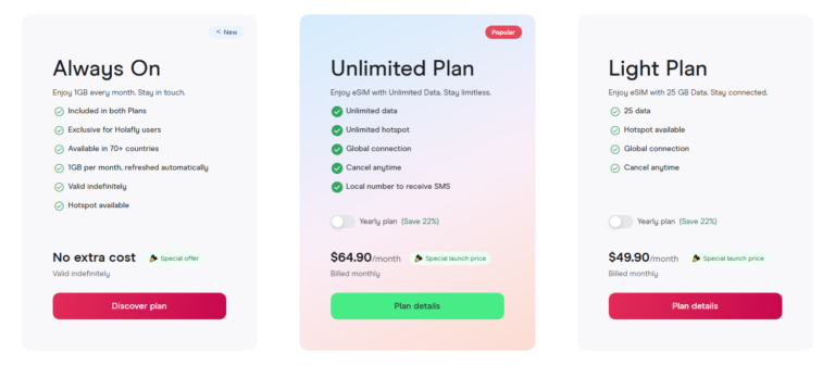 Plano mensal da Holafly