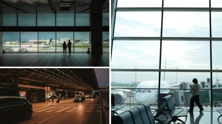 Salas de espera num aeroporto.